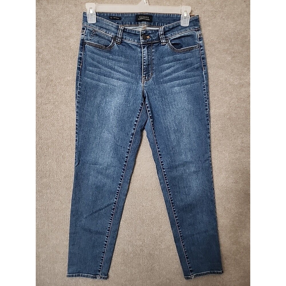 Talbots Flawless Five Pocket Boyfriend Jeans Womens 6 Blue Medium Wash Stretch